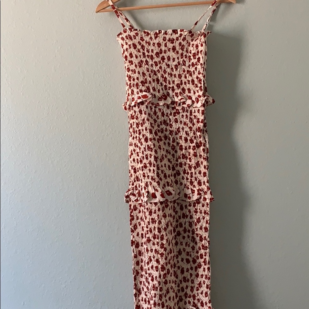 Red Floral Midi Dress